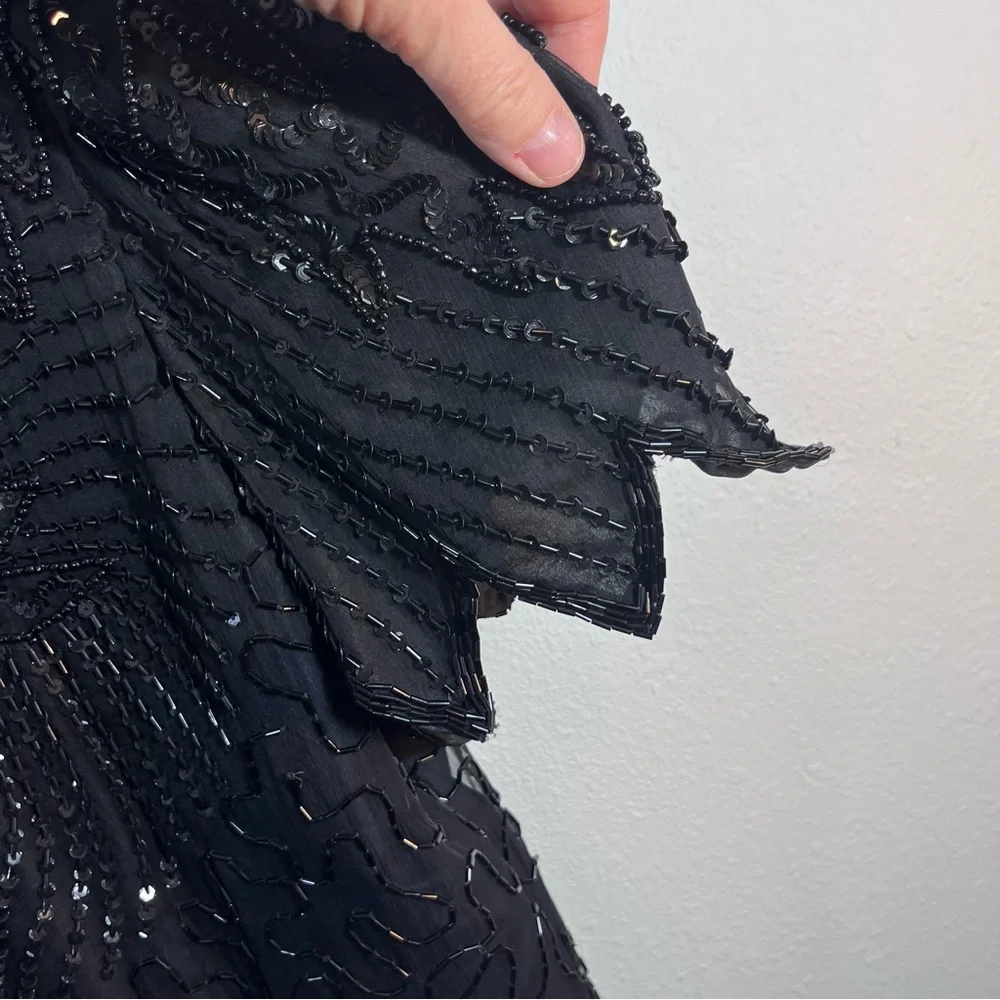Petra Black Beaded Sequin 2pc Formal Gown Maxi Skirt set size 16 - Picture 9 of 16